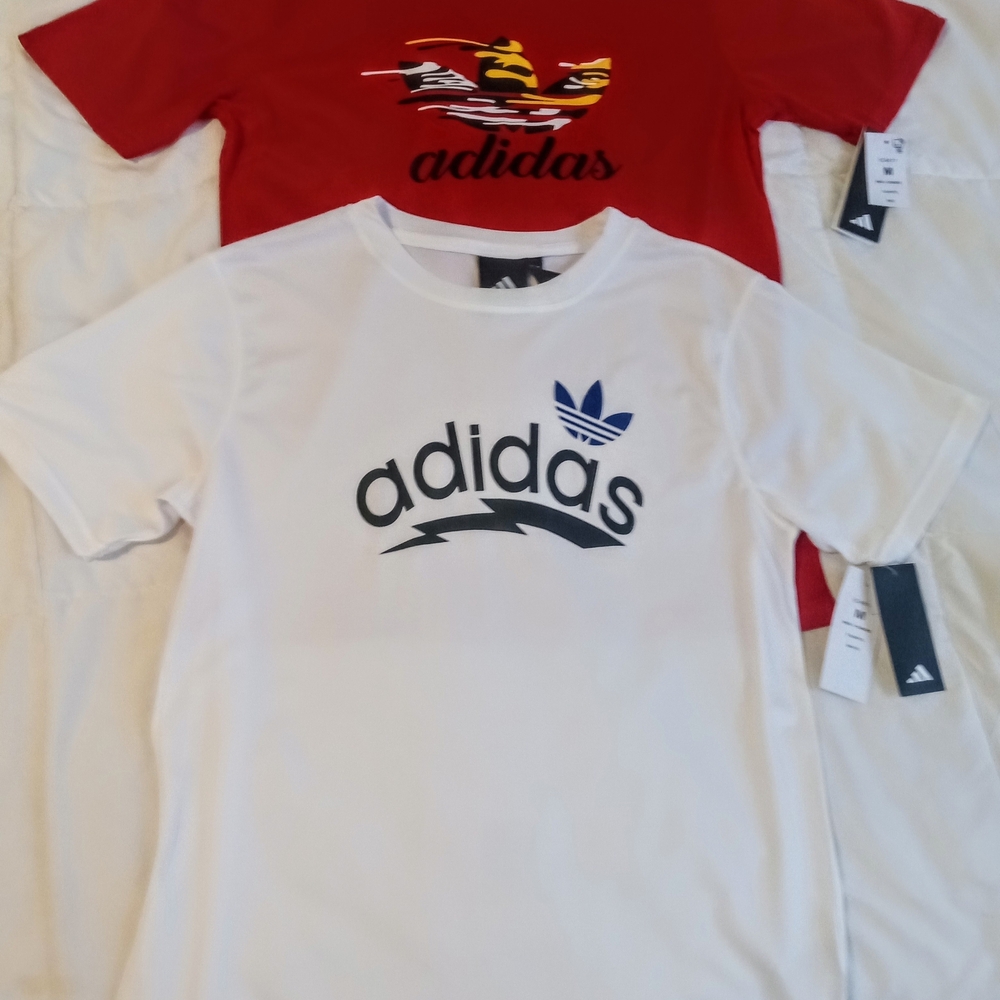 Bundle Of Adidas Men's Red and White Graphic Tees
